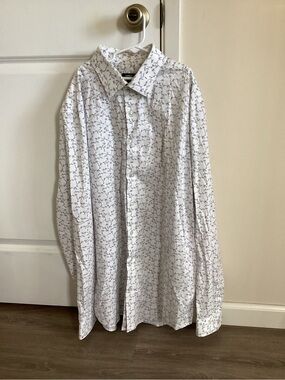 Express White Dress Shirt with Purple Floral Print
